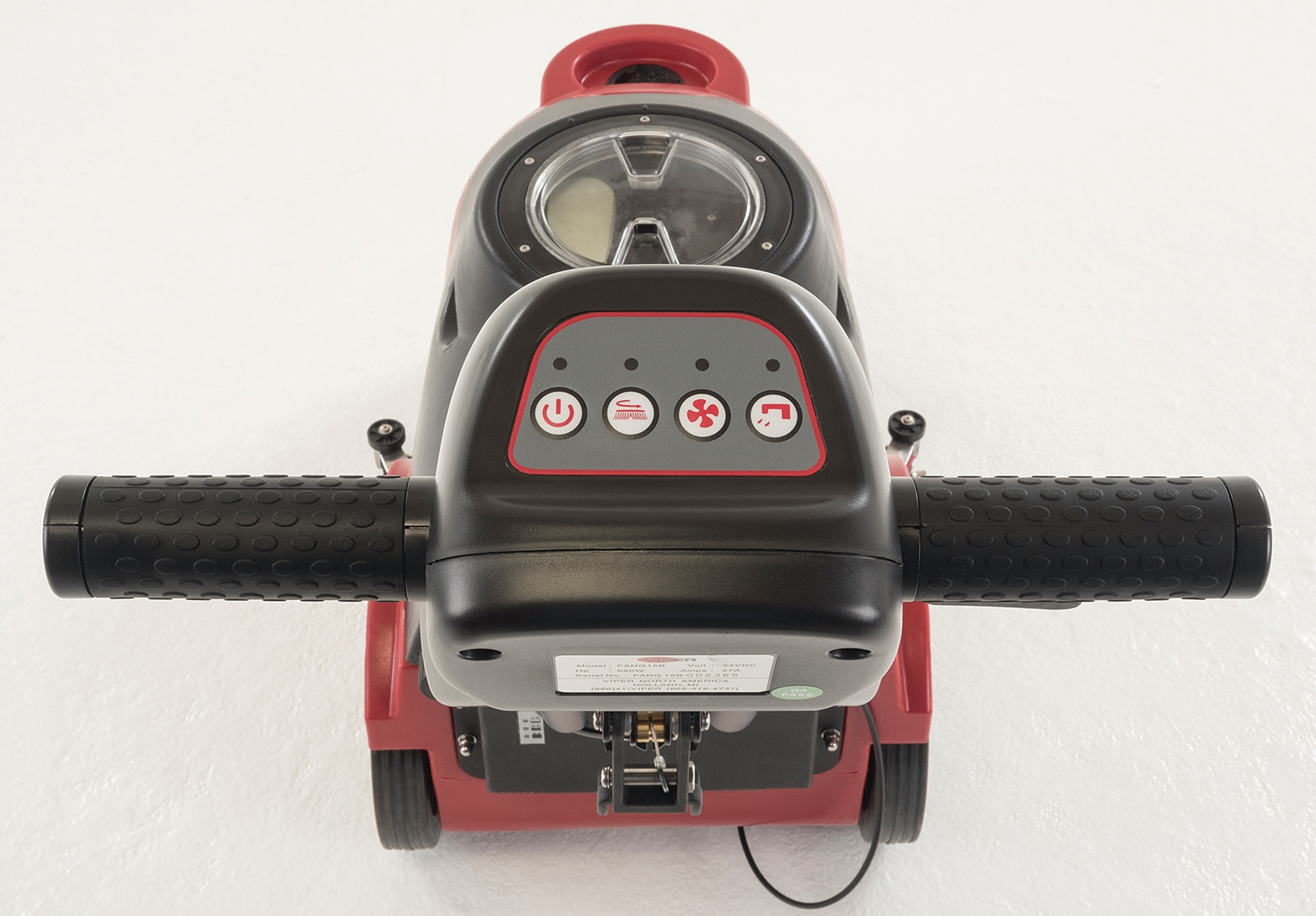 Fang 15B walk behind micro floor scrubber operator controls